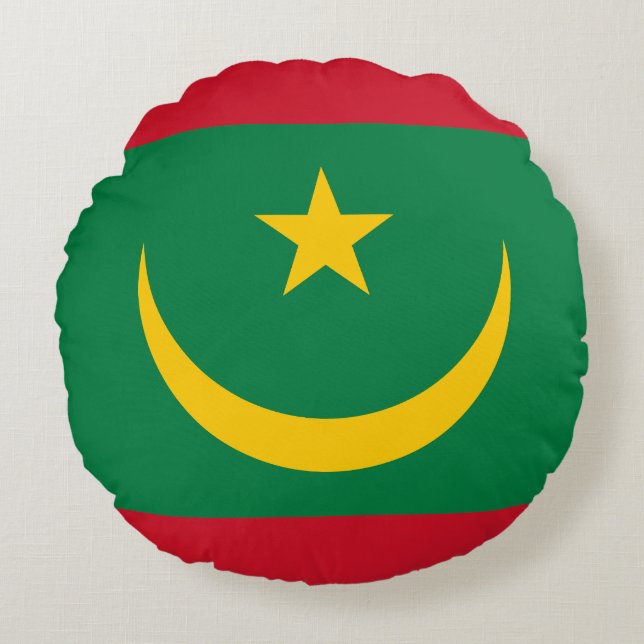 Cojín Redondo Bandera de Mauritania (Anverso)
