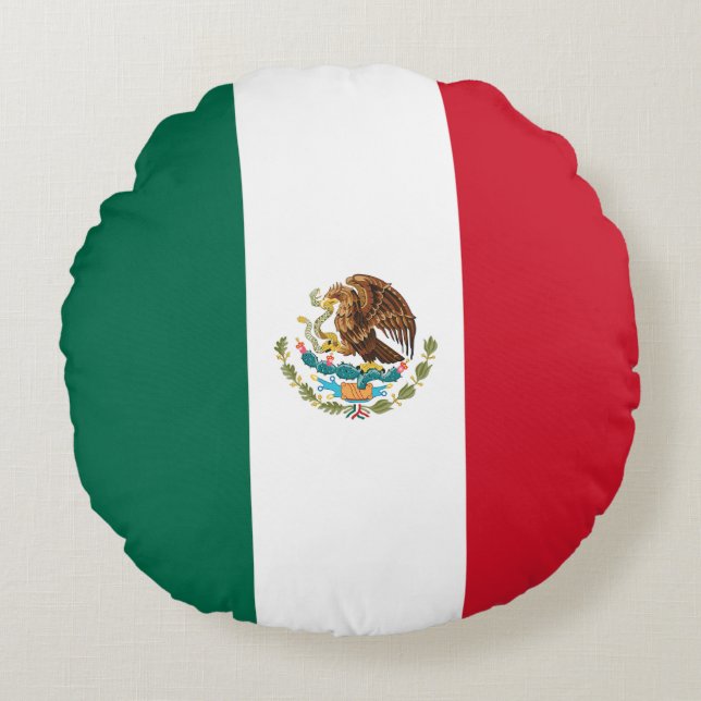 Cojín Redondo Bandera de México (Anverso)