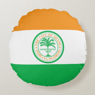 Cojín Redondo Bandera de Miami, Florida Round Pillow