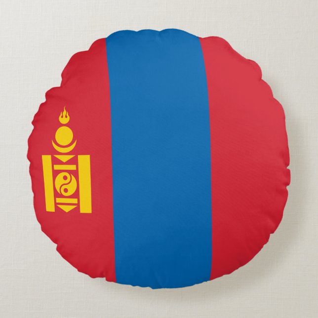 Cojín Redondo Bandera de Mongolia (Anverso)