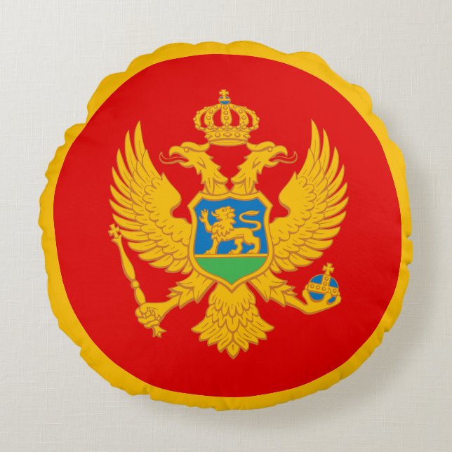 Cojín Redondo Bandera de Montenegro (Anverso)