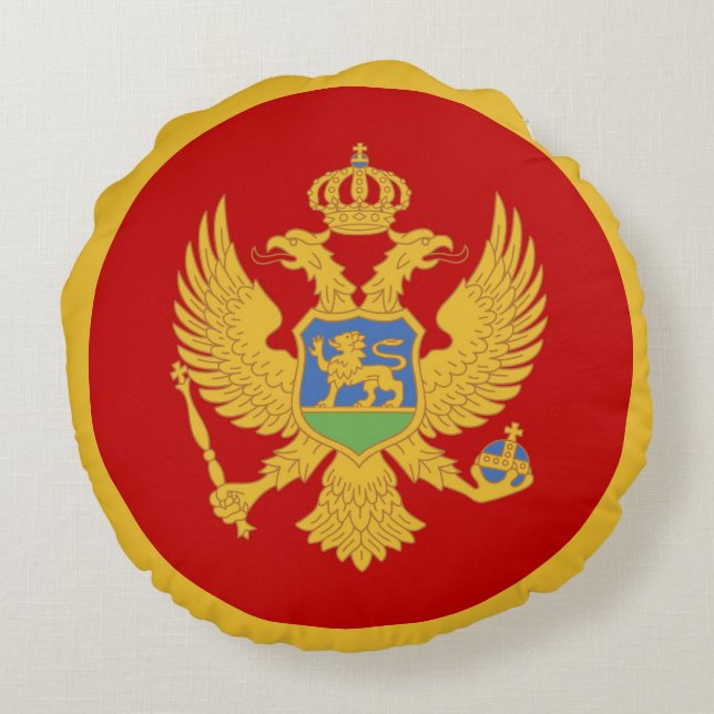 Cojín Redondo Bandera de Montenegro (Reverso)