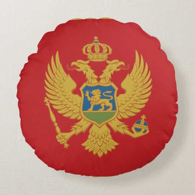 Cojín Redondo Bandera de Montenegro (Anverso)