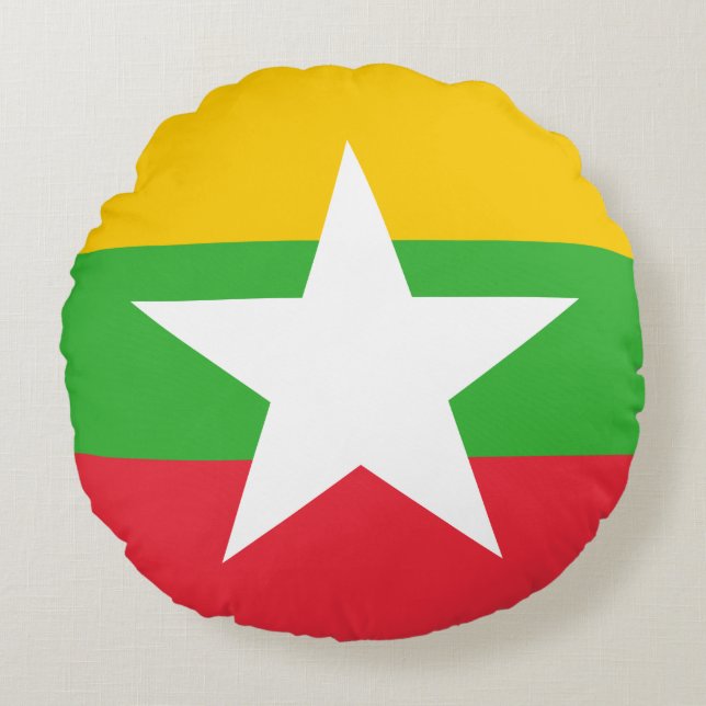 Cojín Redondo Bandera de Myanmar (Anverso)