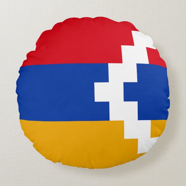 Cojín Redondo Bandera de Nagorno Karabakh (Anverso)
