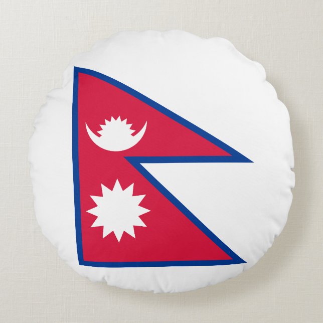 Cojín Redondo Bandera de Nepal (Anverso)