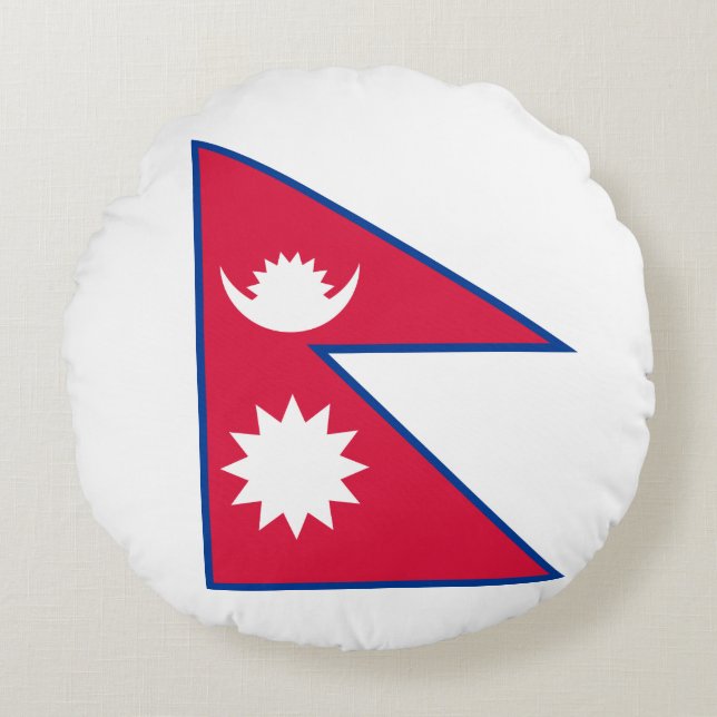 Cojín Redondo Bandera de Nepal (nepalés) (Anverso)
