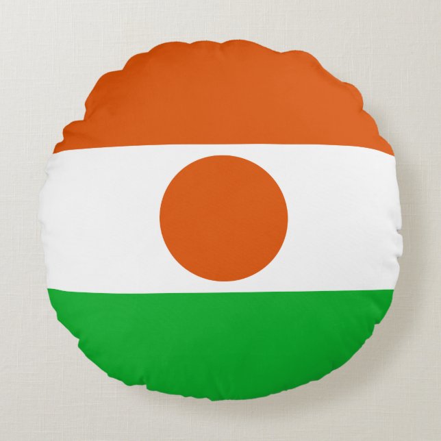 Cojín Redondo Bandera de Níger (Anverso)
