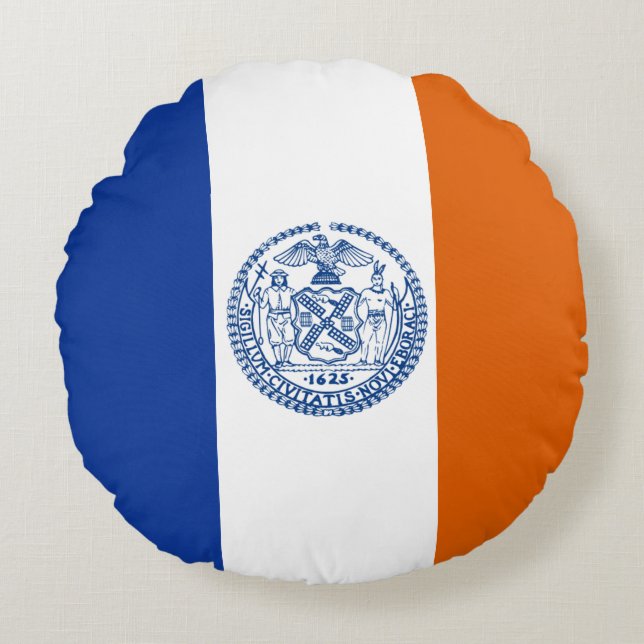 Cojín Redondo Bandera de Nueva York (Anverso)