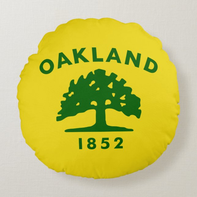 Cojín Redondo Bandera de Oakland (California) (Anverso)