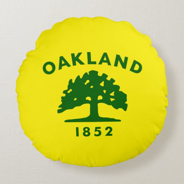 Cojín Redondo Bandera de Oakland (California) City (Anverso)