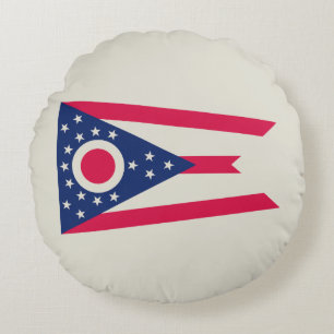 Cojín Redondo Bandera de Ohio: La bandera del estado Buckeye