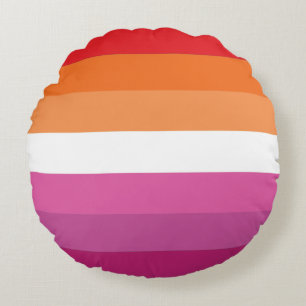 Cojín Redondo Bandera de Orgullo Lesbiano