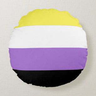 Cojín Redondo Bandera de orgullo no binario