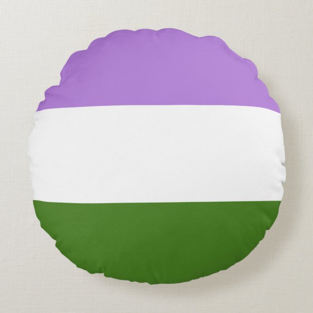 Cojín Redondo Bandera de Orgullo Queer (Anverso)
