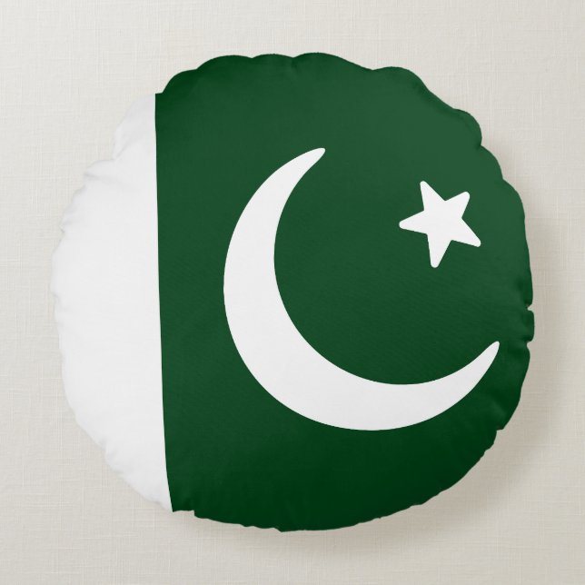 Cojín Redondo Bandera de Pakistán (Anverso)