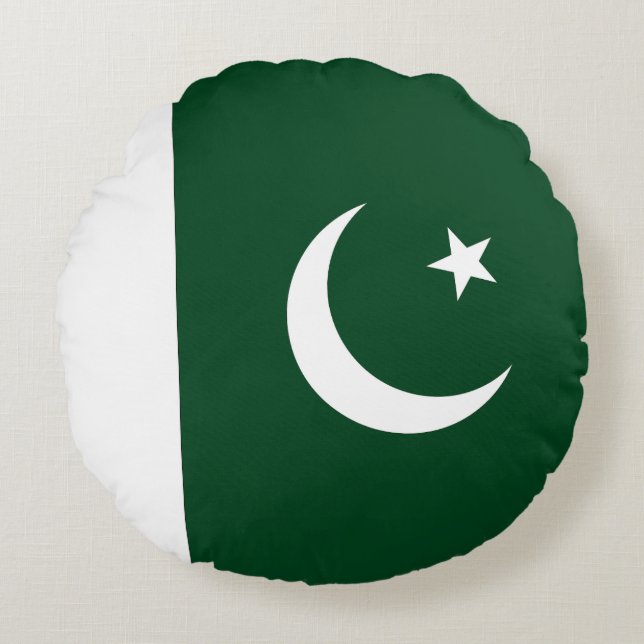 Cojín Redondo Bandera de Pakistán (Anverso)