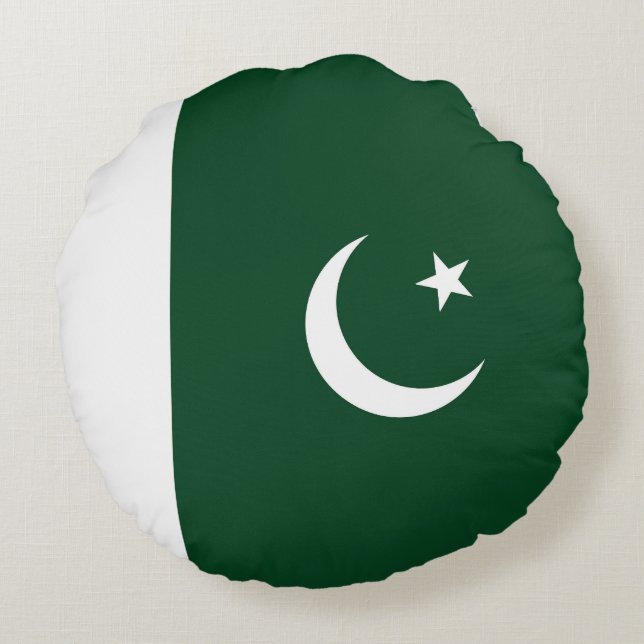Cojín Redondo Bandera de Pakistán (Reverso)