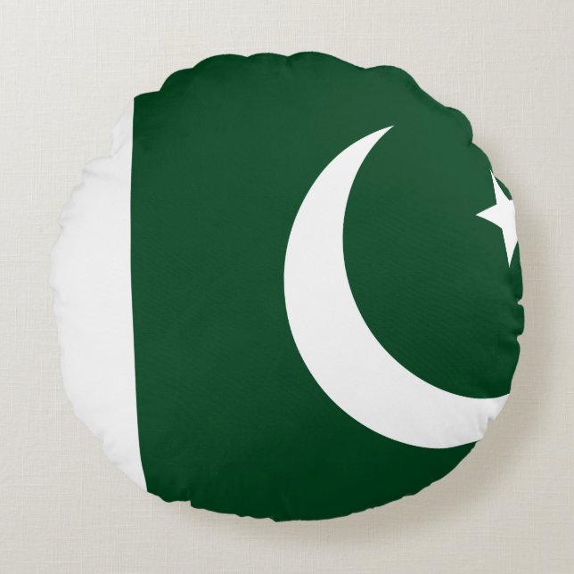 Cojín Redondo Bandera de Pakistán (paquistaní) (Anverso)