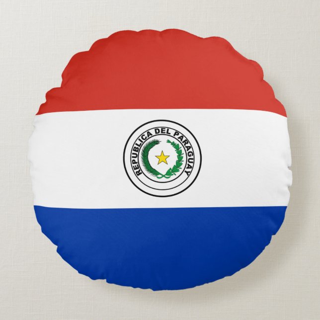 Cojín Redondo Bandera de Paraguay (Anverso)