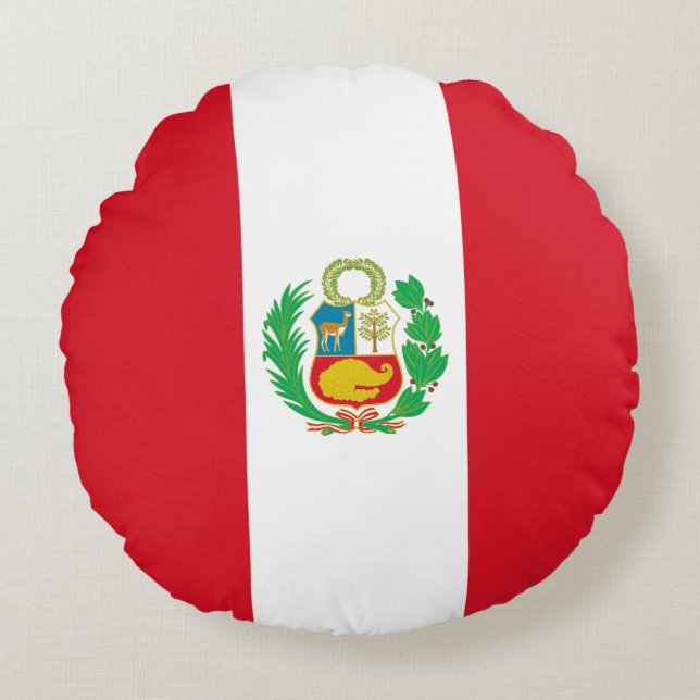 Cojín Redondo Bandera de Perú (Anverso)