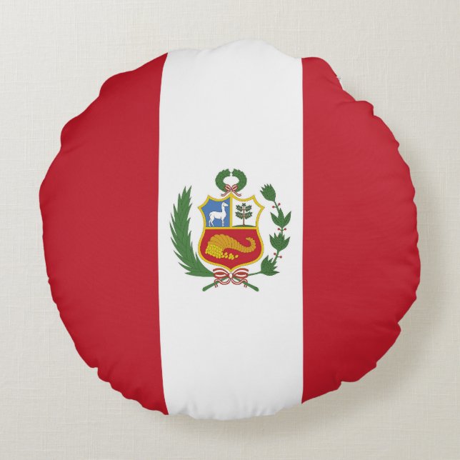 Cojín Redondo Bandera de Perú (Reverso)