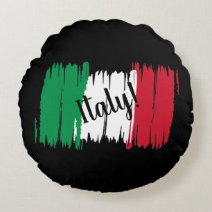 Cojín Redondo Bandera de pincel artístico de Italia