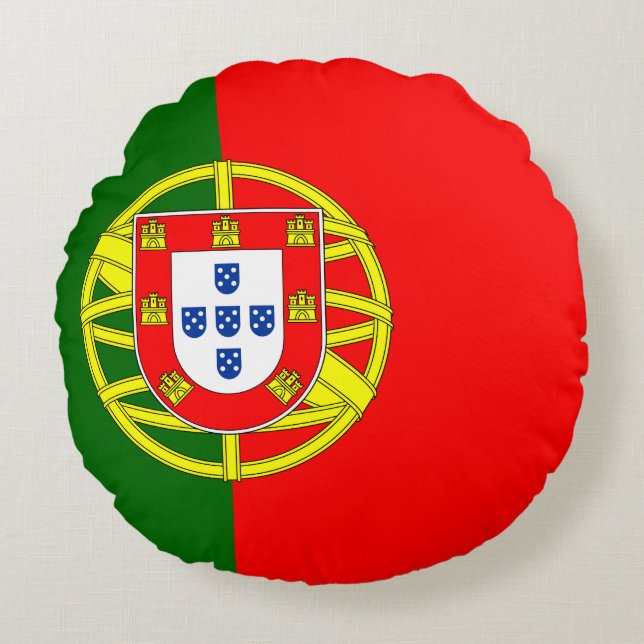 Cojín Redondo Bandera de Portugal (portugués) (Anverso)