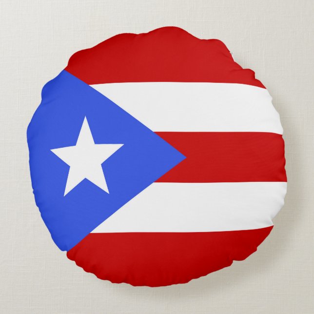 Cojín Redondo Bandera de Puerto Rico (Reverso)