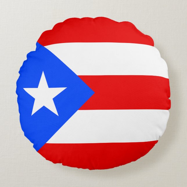 Cojín Redondo Bandera de Puerto Rico (Anverso)