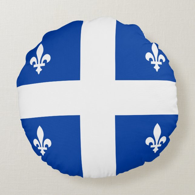 Cojín Redondo Bandera de Quebec (Reverso)