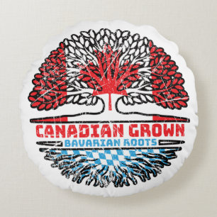 Cojín Redondo Bandera de raíces de árbol canadiense de Bavaria B