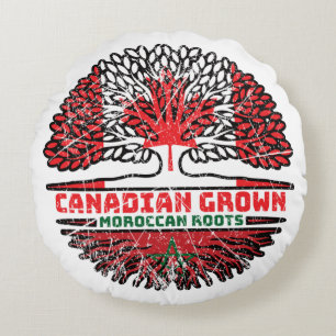 Cojín Redondo Bandera de raíces marroquíes canadienses de árbol 