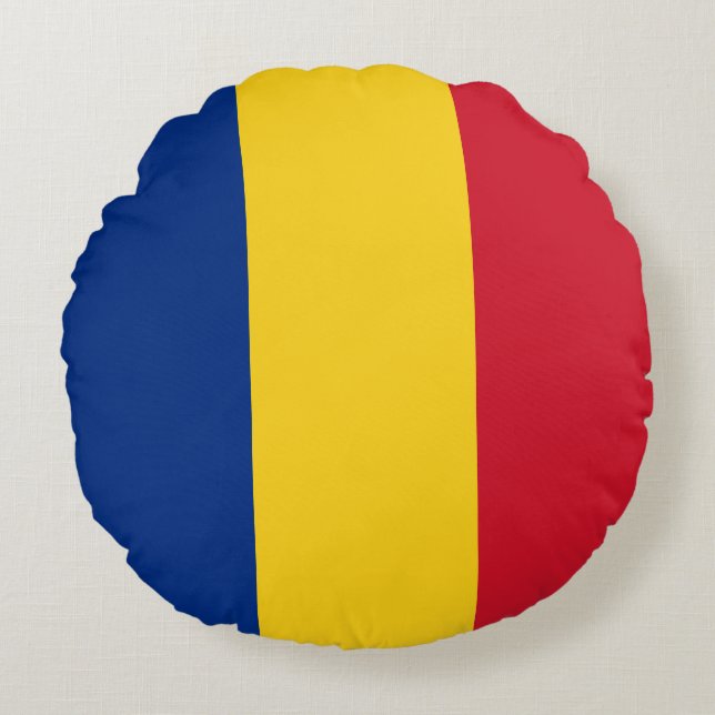 Cojín Redondo Bandera de Rumania (Anverso)