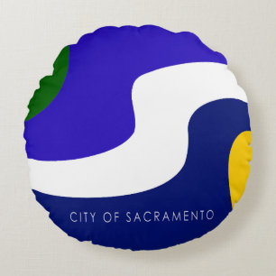 Cojín Redondo Bandera de Sacramento (California) Ciudad