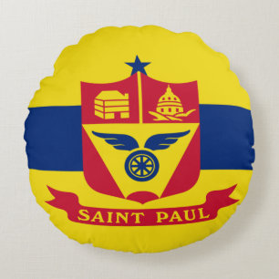Cojín Redondo Bandera de Saint Paul (Minnesota)