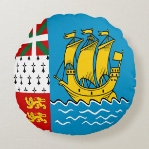 Cojín Redondo Bandera de Saint Pierre y Miquelon