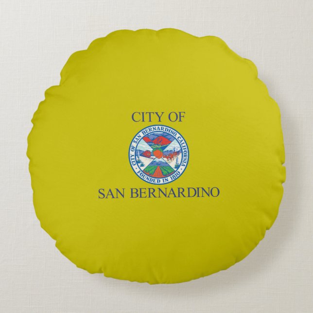 Cojín Redondo Bandera de San Bernardino (California) (Anverso)