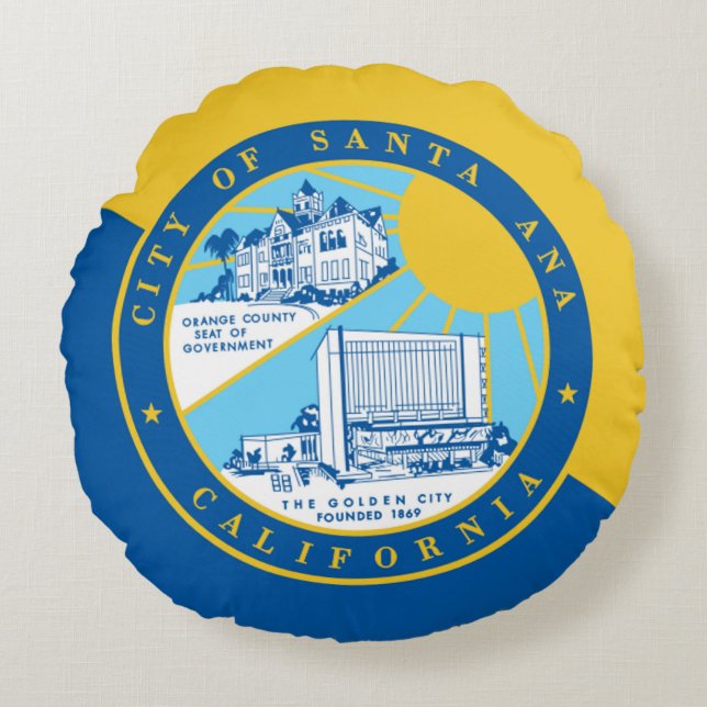 Cojín Redondo Bandera de Santa Ana (California) City (Anverso)