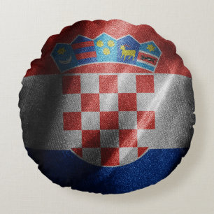 Cojín Redondo Bandera de seda de Croacia