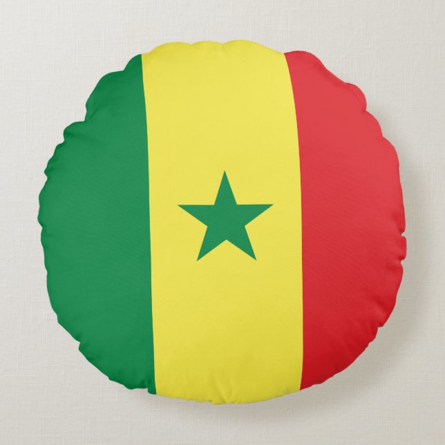 Cojín Redondo Bandera de Senegal (Anverso)