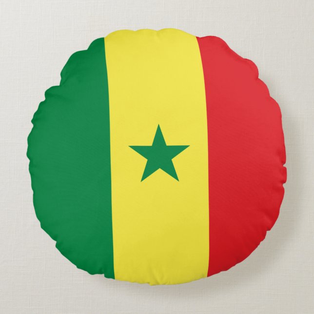 Cojín Redondo Bandera de Senegal (Anverso)