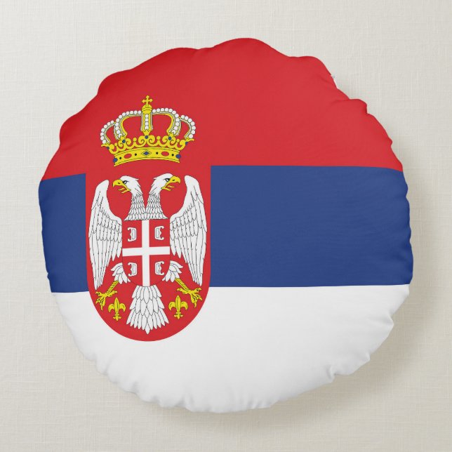 Cojín Redondo Bandera de Serbia (Reverso)