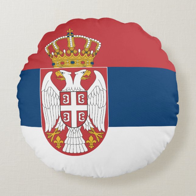 Cojín Redondo Bandera de Serbia (Anverso)