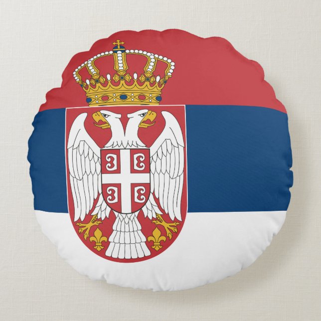 Cojín Redondo Bandera de Serbia (serbia) (Anverso)