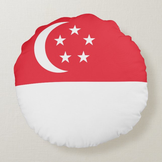 Cojín Redondo Bandera de Singapur (Reverso)