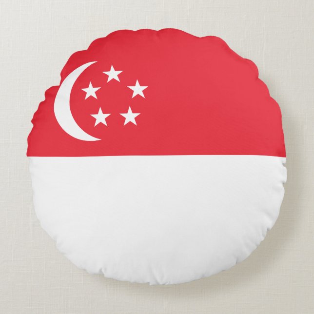 Cojín Redondo Bandera de Singapur (Anverso)
