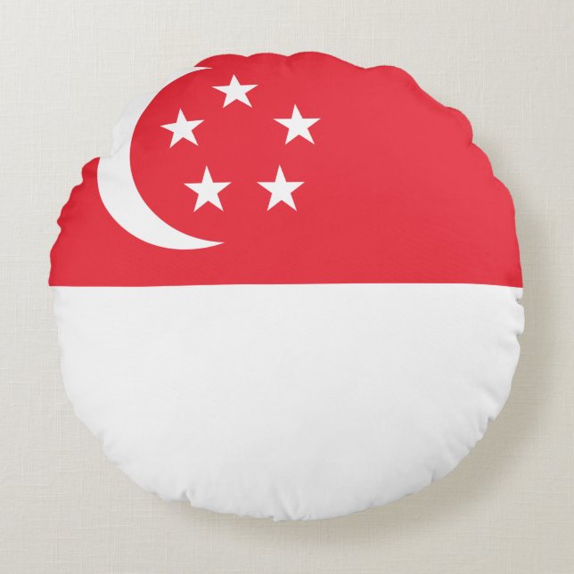 Cojín Redondo Bandera de Singapur (Anverso)