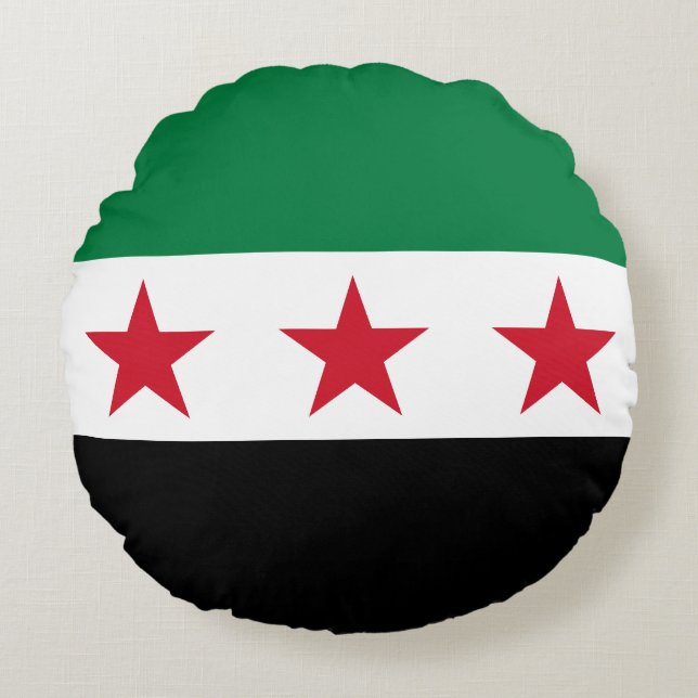 Cojín Redondo Bandera de Siria (Anverso)