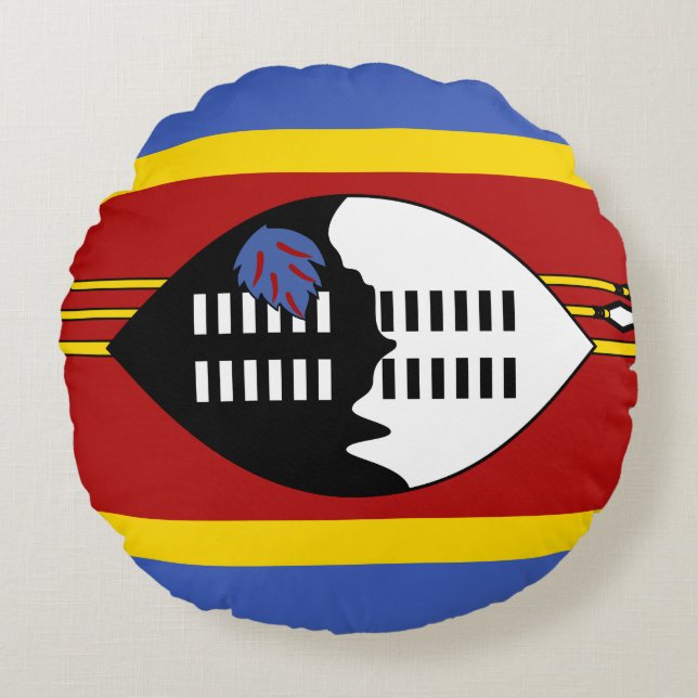 Cojín Redondo Bandera de Suazilandia (Anverso)